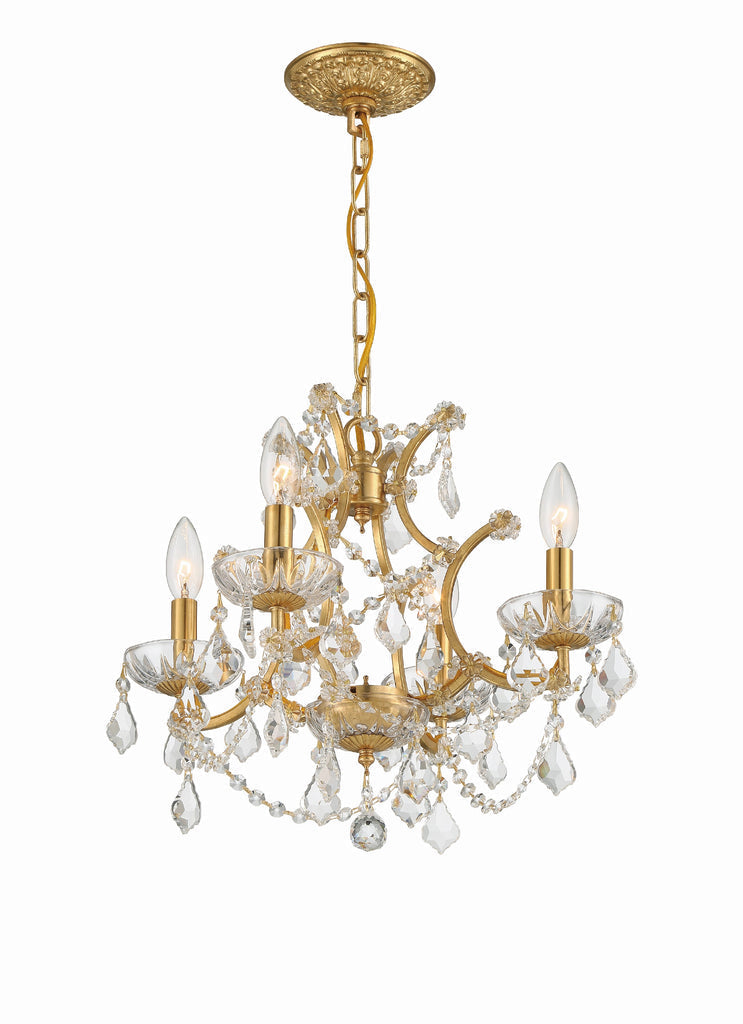 Filmore 4 Light Hand Cut Crystal Antique Gold Mini Chandelier Crystorama