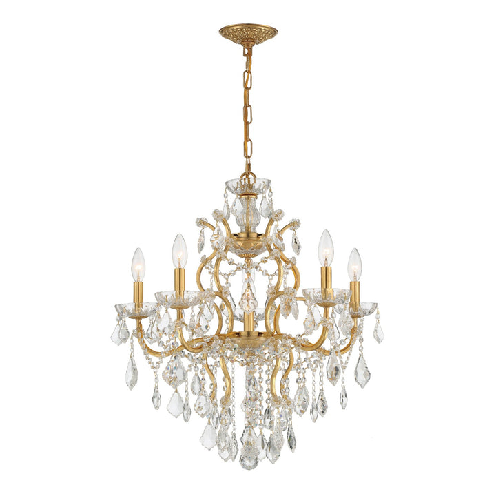 Filmore 6 Light Swarovski Strass Crystal Antique Gold Chandelier Crystorama