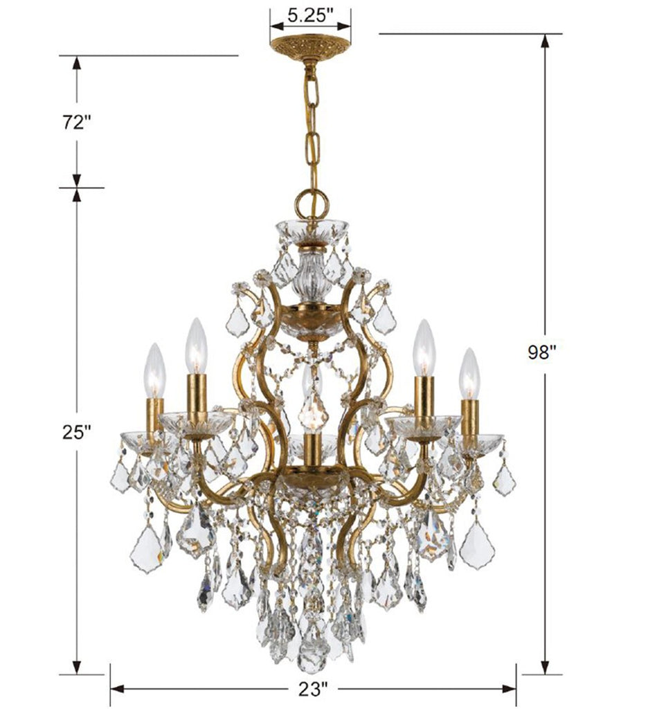 Filmore 6 Light Spectra Crystal Antique Gold Chandelier Crystorama