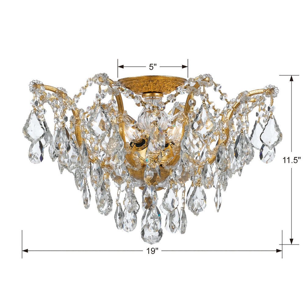 Filmore 5 Light Spectra Crystal Antique Gold Flush Mount Crystorama