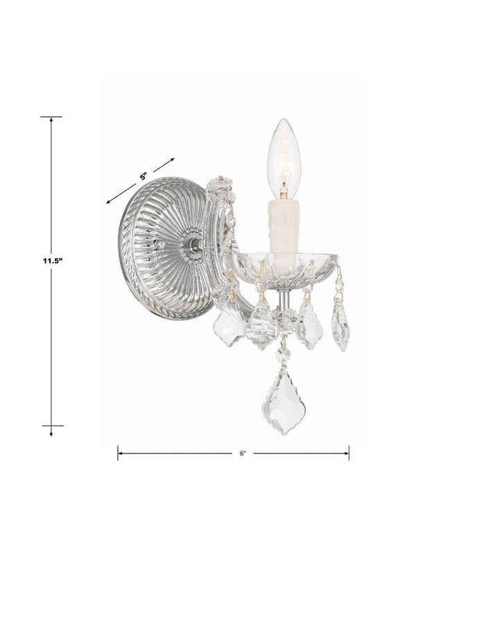 Crystorama Crystorama Maria Theresa 1 Light Hand Cut Crystal Polished Chrome Sconce