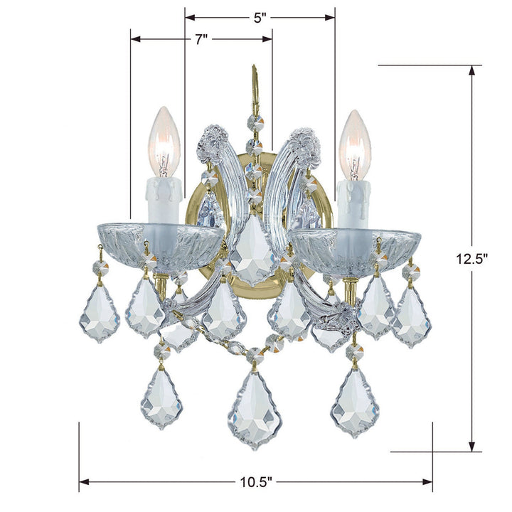 Crystorama Crystorama Maria Theresa 2 Light Hand Cut Crystal Gold Sconce