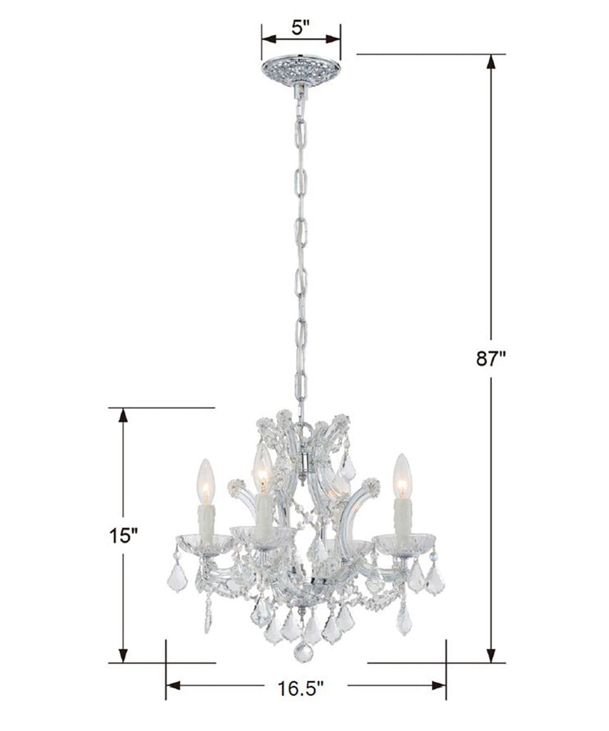 Maria Theresa 4 Light Clear Italian Crystal Polished Chrome Mini Chandelier Crystorama