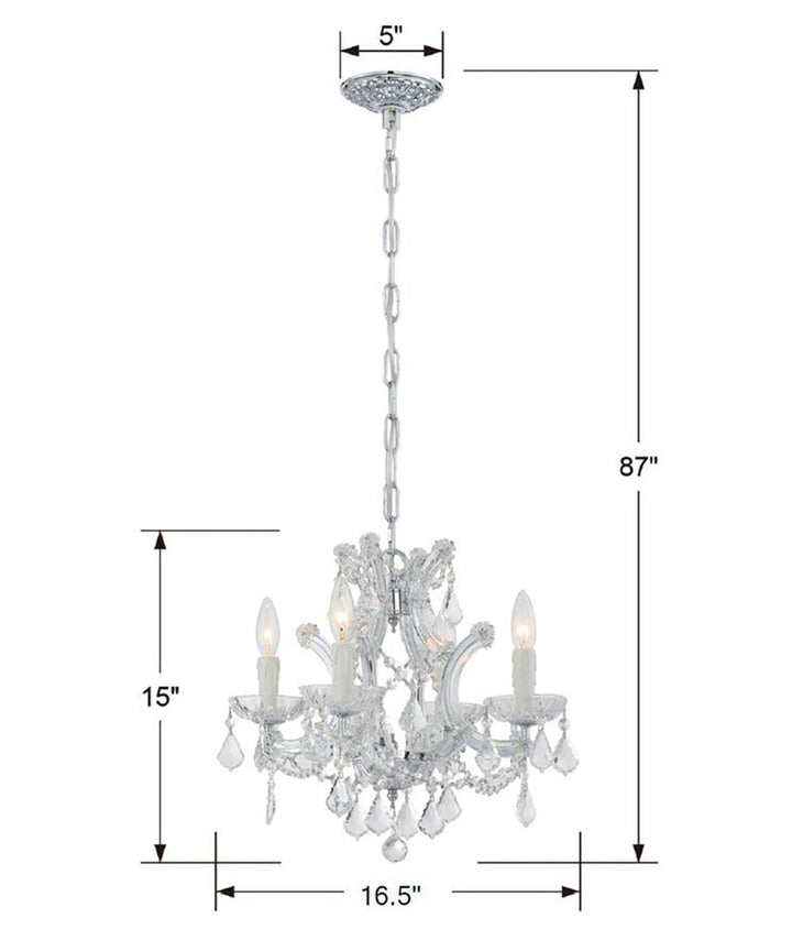 Maria Theresa 4 Light Clear Italian Crystal Polished Chrome Mini Chandelier Crystorama