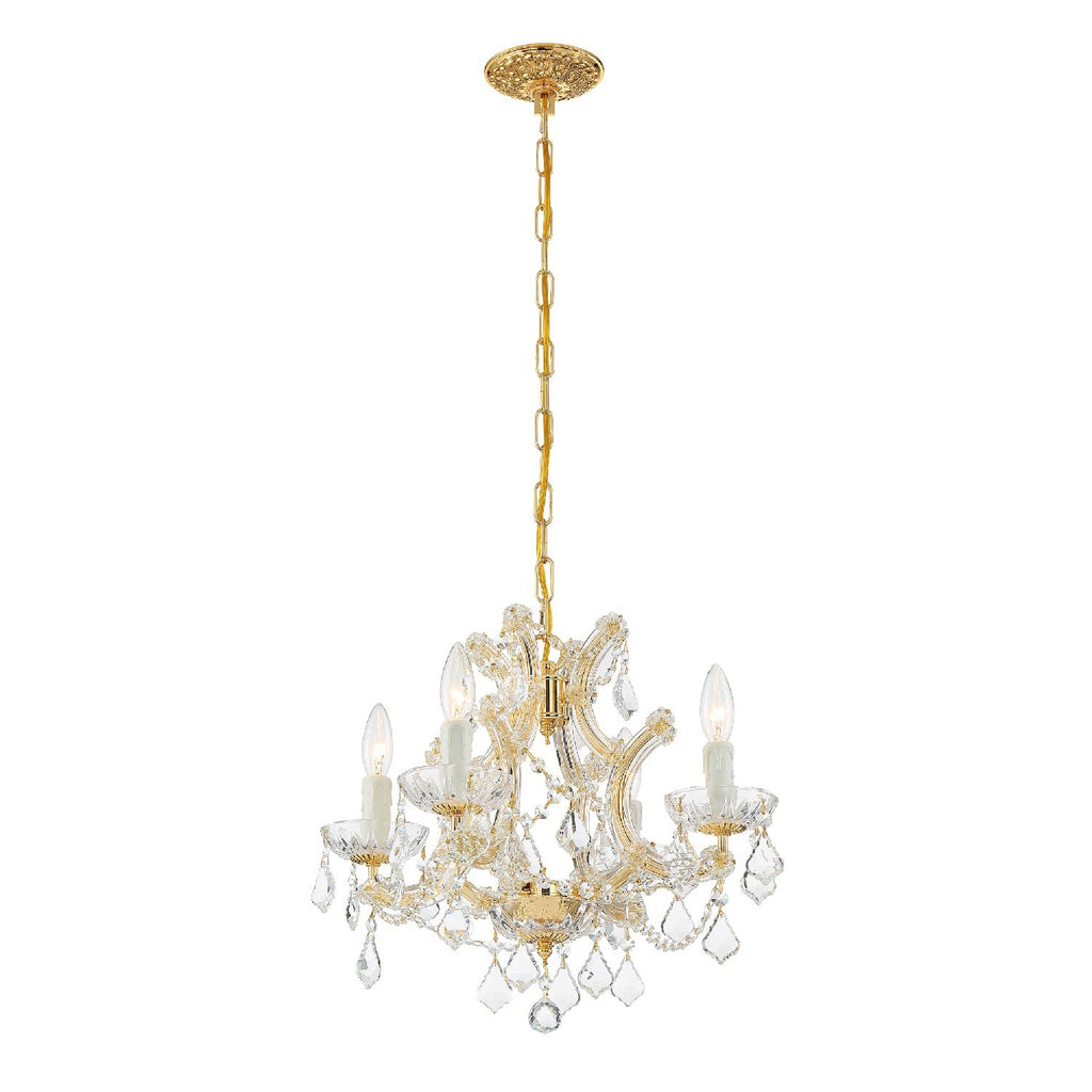 Crystorama Crystorama Maria Theresa 4 Light Hand Cut Crystal Gold Mini Chandelier