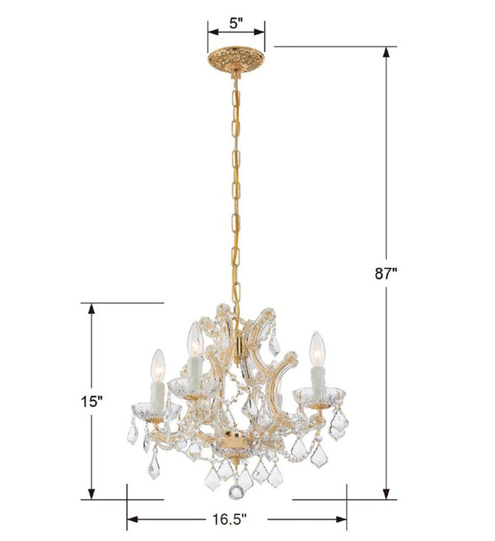 Crystorama Crystorama Maria Theresa 4 Light Spectra Crystal Gold Mini Chandelier