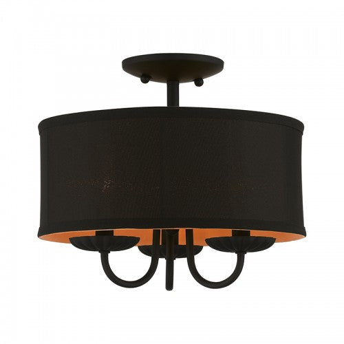 3 Light Black Semi-Flush Mount Livex