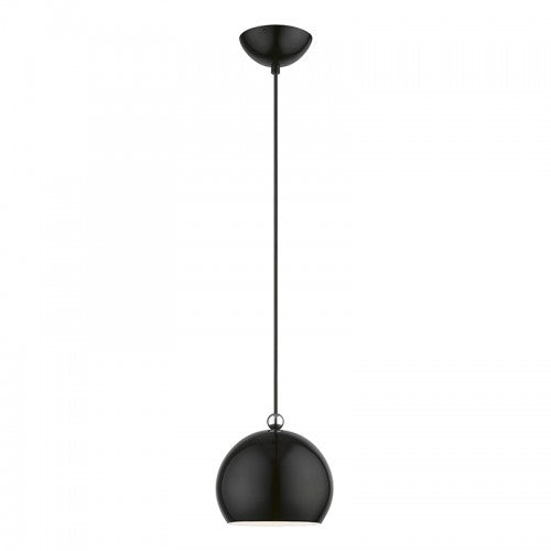 1 Light Shiny Black with Polished Chrome Accents Globe Mini Pendant Livex