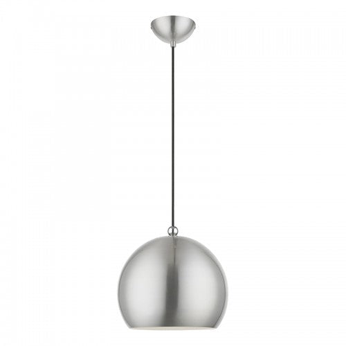 1 Light Brushed Nickel with Polished Chrome Accents Globe Pendant Livex