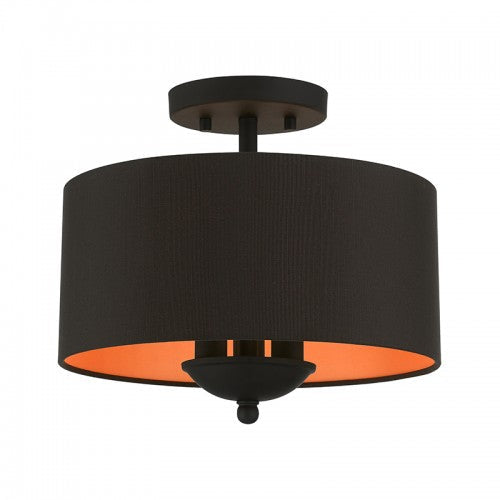 3 Light Black Semi-Flush Mount Livex