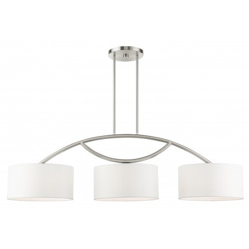 3 Light Brushed Nickel Linear Chandelier Livex