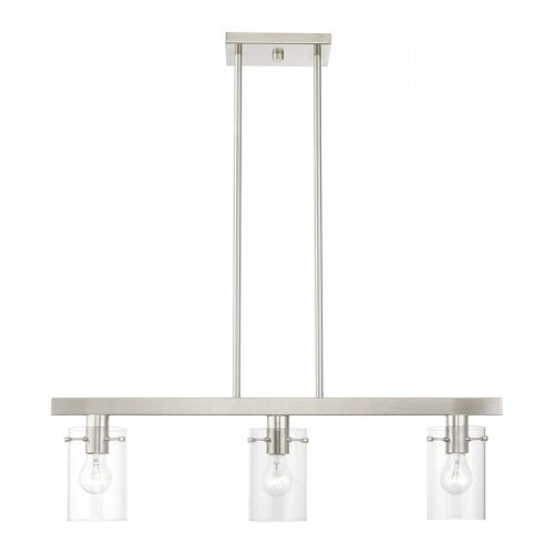 3 Light Brushed Nickel Linear Chandelier Livex