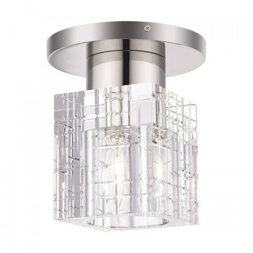 1 Light Polished Nickel Crystal Semi-Flush Livex