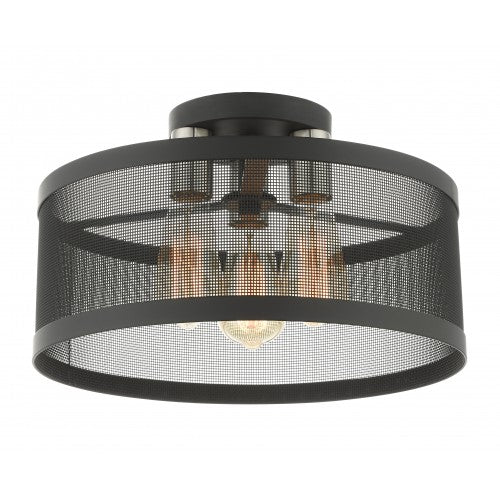 3 Light Black Semi Flush Mount Livex