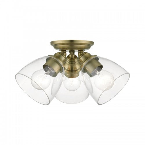 3 Light Antique Brass Semi-Flush Livex