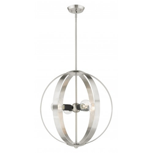 4 Light Brushed Nickel Chandelier Livex