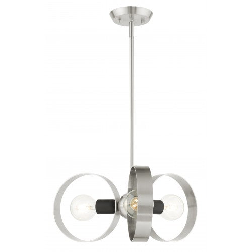 3 Light Brushed Nickel Chandelier Livex