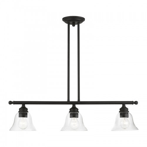 3 Light Black Linear Chandelier Livex