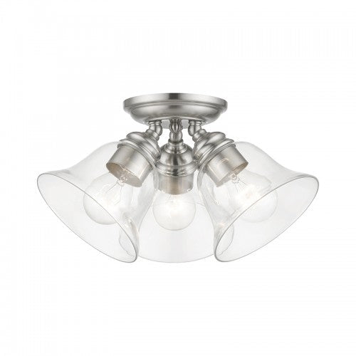 3 Light Brushed Nickel Large Semi-Flush Livex