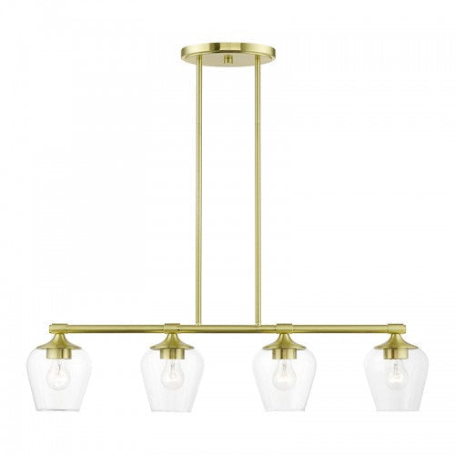 4 Light Satin Brass Linear Chandelier Livex