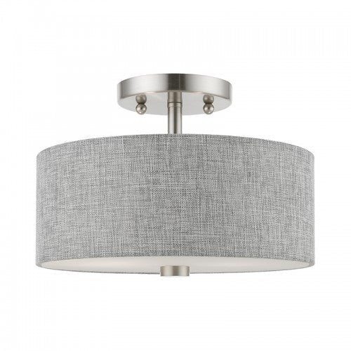 2 Light Brushed Nickel with Shiny White Accents Semi-Flush Livex