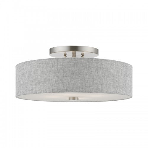 4 Light Brushed Nickel with Shiny White Accents Semi-Flush Livex