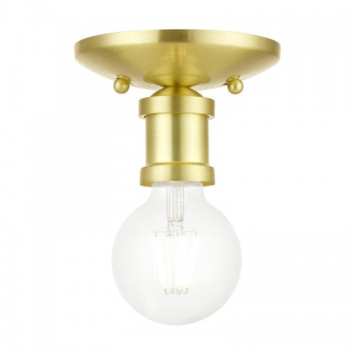 1 Light Satin Brass Single Flush Mount Livex