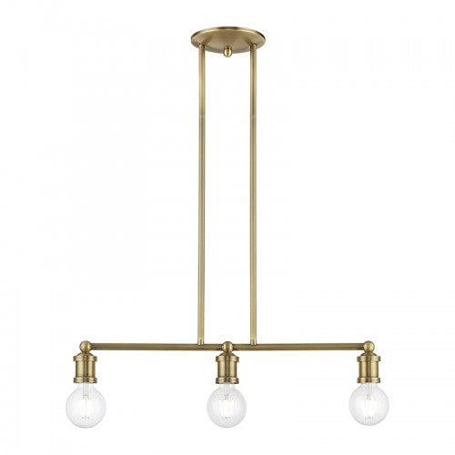 3 Light Antique Brass Linear Chandelier Livex