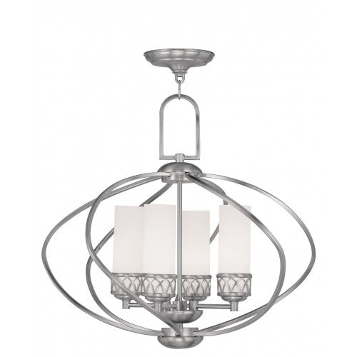 4 Light Brushed Nickel Chandelier Livex
