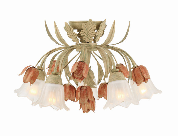 Southport 5 Light Sage Rose Floral Semi Flush Mount Crystorama