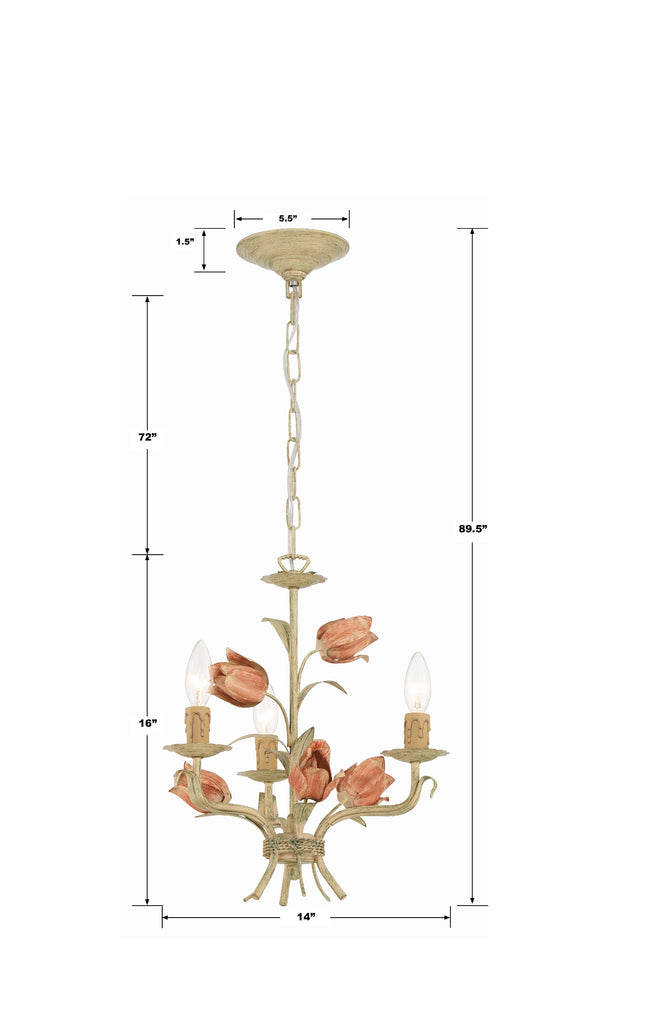 Crystorama Crystorama Southport 3 Light Sage Rose Mini Chandelier