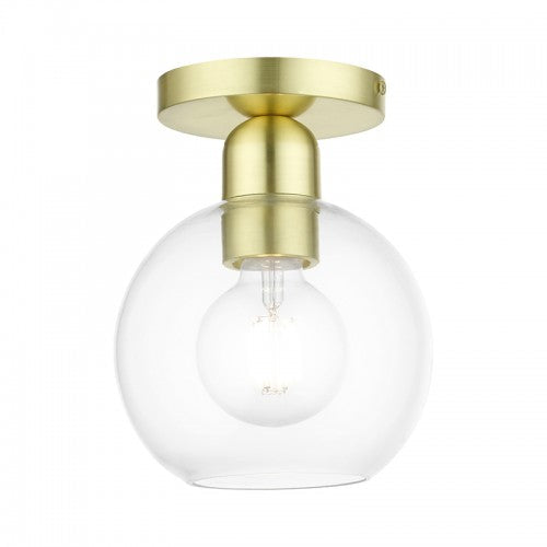 1 Light Satin Brass Sphere Semi-Flush Livex