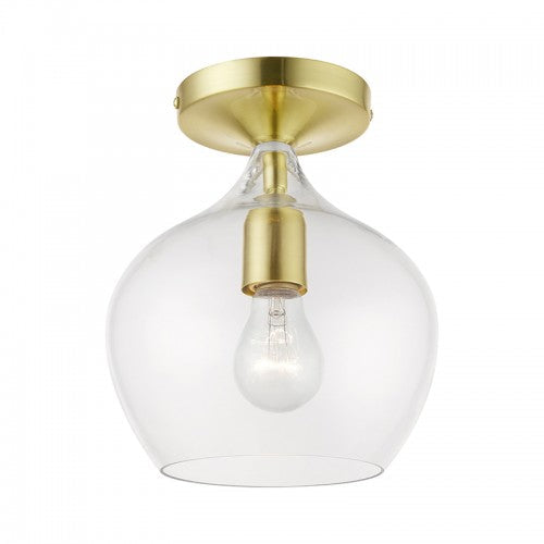 1 Light Satin Brass with Polished Brass Accent Semi-Flush Livex