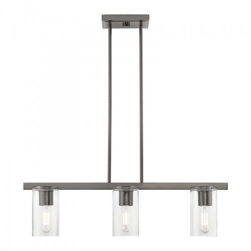 3 Light Black Chrome Linear Chandelier Livex