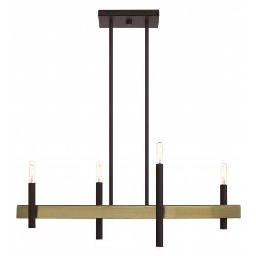 4 Light Bronze Linear Chandelier Livex