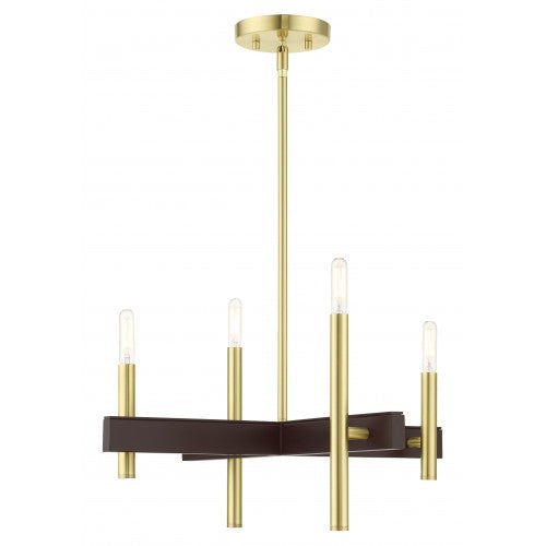 4 Light Satin Brass Chandelier Livex
