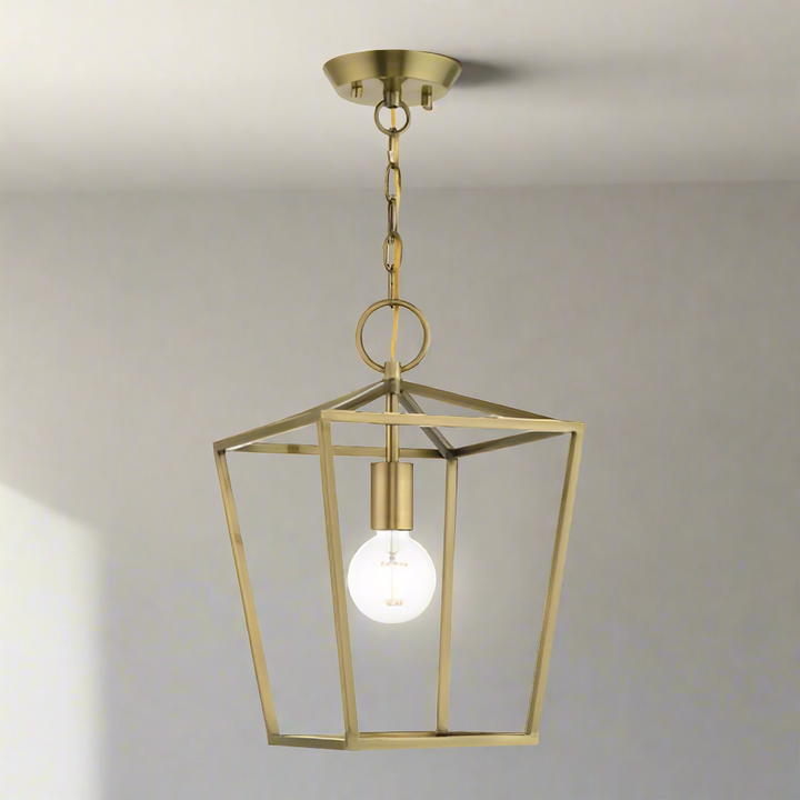 1 Light Antique Brass Convertible Lantern Livex