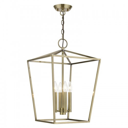 4 Light Antique Brass Chandelier Livex