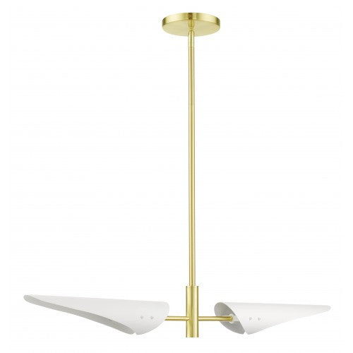 2 Light Satin Brass Linear Chandelier Livex