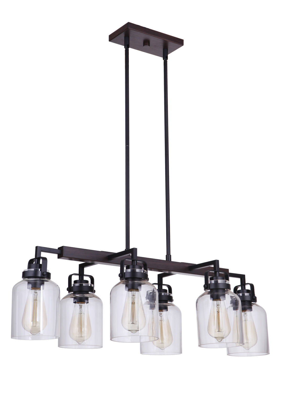 Foxwood 6 Light Island in Flat Black/Dark Teak CRAFTMADE