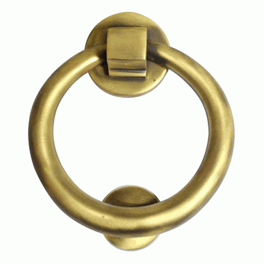 5 1/2 Inch (3 1/2 Inch c-c) Solid Brass Traditional Ring Door Knocker (Antique Brass Finish) COPPER MOUNTAIN HARDWARE