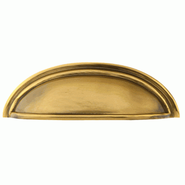 5 1/4 Inch (4 Inch c-c) Solid Brass Cup Pull (Antique Brass Finish) EMTEK