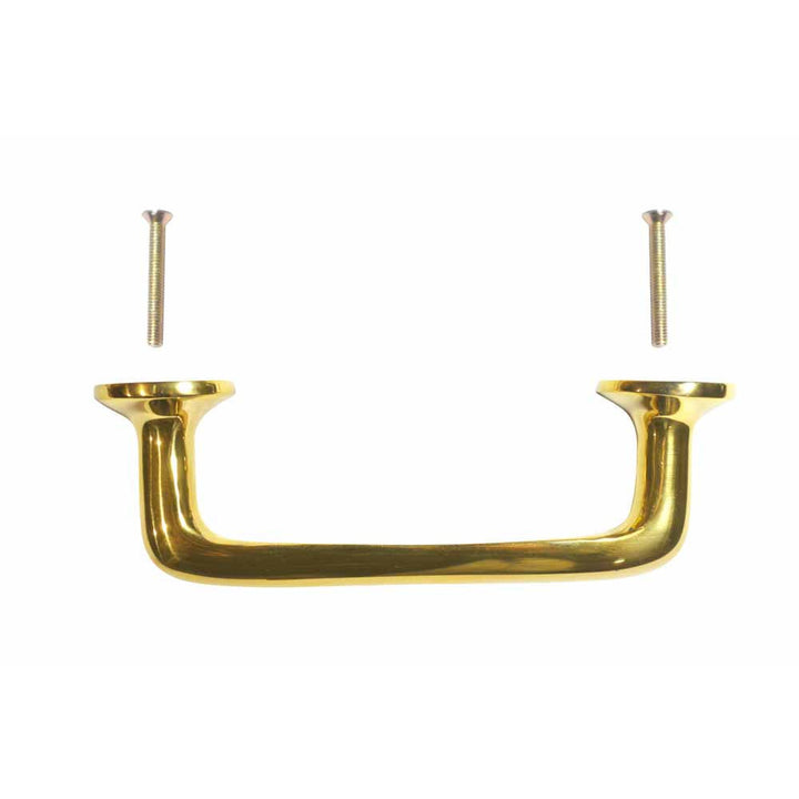 5 Inch (4 Inch c-c) Traditional Solid Brass Cabinet Pull (Polished Brass Finish) Copper Mountain Hardware