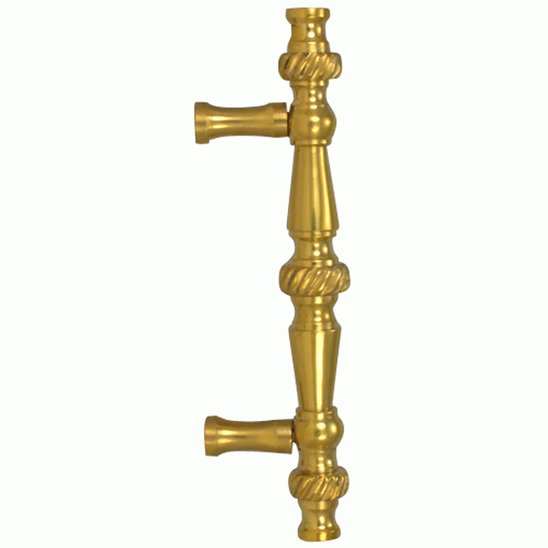 5 Inch Overall (3 Inch c-c) Solid Brass Georgian Roped Style Pull (Lacquered Brass Finish) COPPER MOUNTAIN HARDWARE