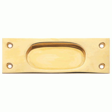 5 Inch Rectangular Traditional Solid Brass Pocket Door Pull or Window Sash Pull (Lacquered Brass Finish) COPPER MOUNTAIN HARDWARE