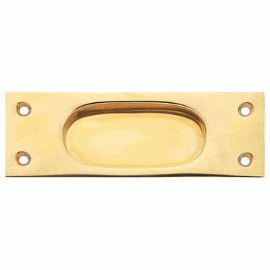 5 Inch Rectangular Traditional Solid Brass Pocket Door Pull or Window Sash Pull (Polished Brass Finish) Copper Mountain Hardware