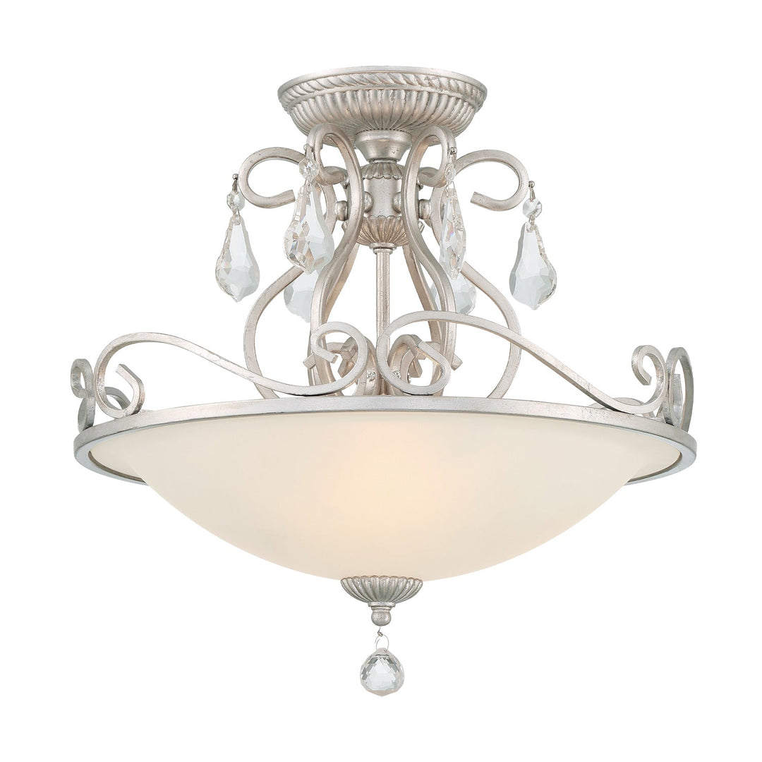 Ashton 3 Light Hand Cut Crystal Olde Silver Semi Flush Mount Crystorama