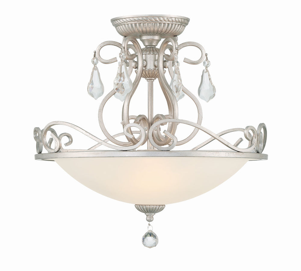 Ashton 3 Light Hand Cut Crystal Olde Silver Semi Flush Mount Crystorama