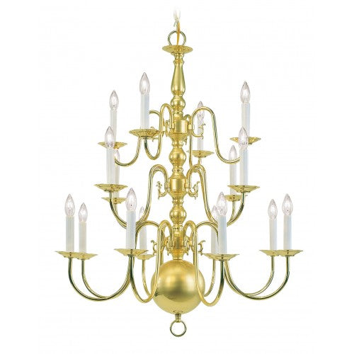 16 Light Polished Brass Chandelier Livex