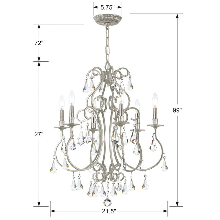 Crystorama Crystorama Ashton 6 Light Swarovski Strass Crystal Olde Silver Chandelier